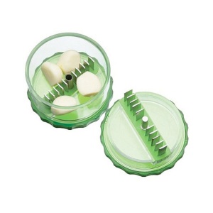 Tocator usturoi, garlic pro, cu 10 lame din otel, verde - Img 2
