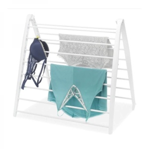 Uscator de rufe pliabil, compact, cu 16 suporturi, dimensiuni 165 x 68 cm, din metal, usor de depozitat, greutate maxima suportata 32 kg, alb - Img 4