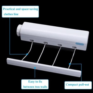 Uscator de rufe retractabil, cu 4 sarme si carlige, lungime maxima 3, 2 metri, alb - Img 4
