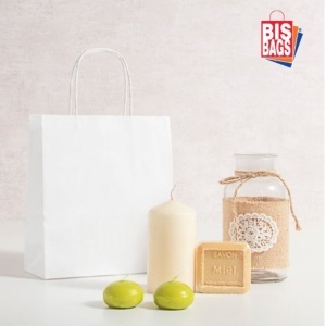 100 buc Punga hartie, alba, cu maner sfoara - 100gr./mp 43x16x47 cm - Img 2
