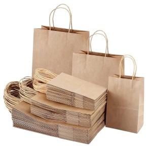 Punga hartie, natur, cu maner sfoara - 25x14x39cm - 100 buc.