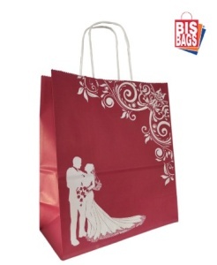 100 buc Sacosa hartie miri bordo - 22x11x25.5cm
