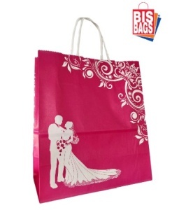 100 buc Sacosa hartie miri roz - 22x11x25.5cm