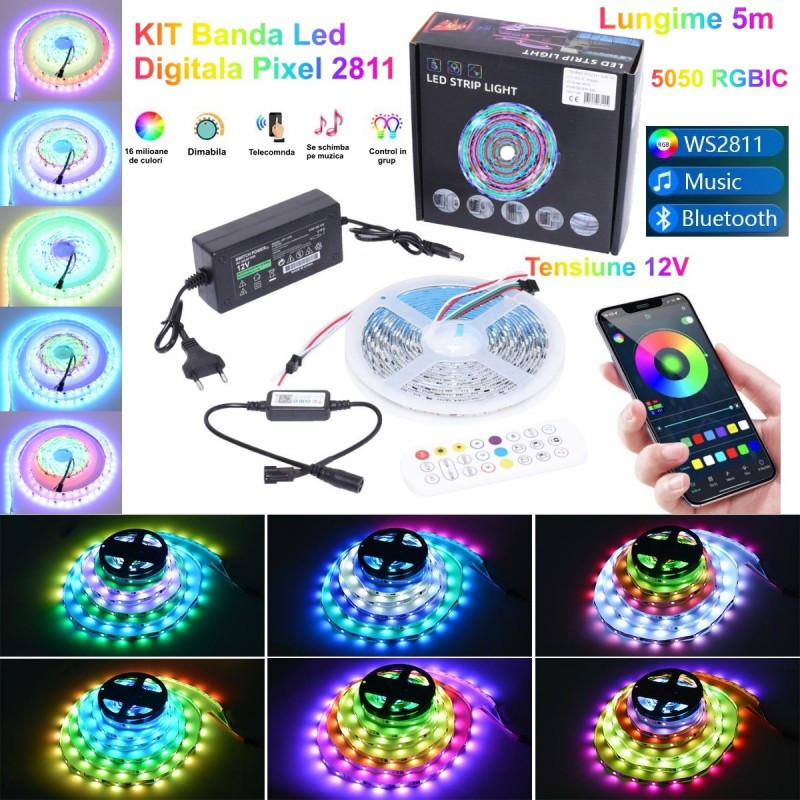 Kit Banda Led Ws2811 Digital Pixel Rgb 60d Ip65 9149