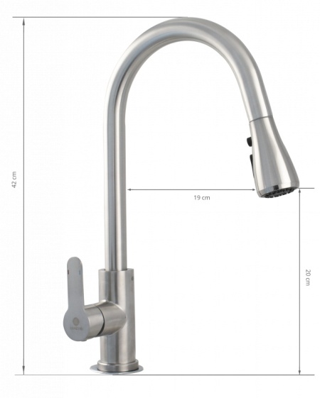 Baterie bucatarie INOX cu dus extractibil - Img 2