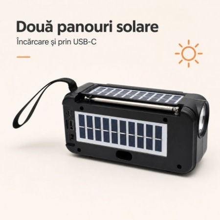 Boxă Portabilă Bluetooth 6W cu 2 Panouri Solare, Radio FM SZ-L20 MINI - Img 3