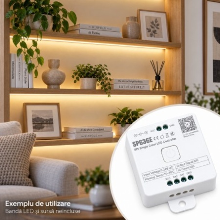 Controler Bandă LED SPI Monocromă, Bluetooth, 5–24 V SP636E - Img 3