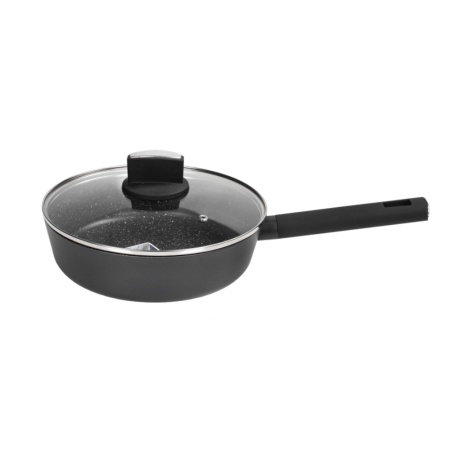 Cratita Zilan ZLN0881 Negru cu invelis din marmura, 5 straturi, 26 cm si maner fin la atingere, 3.1L