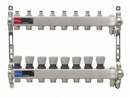 Distribuitor agent termic 1"-3/4'' inox, cu aerisitor si robinet de golire 8 cai