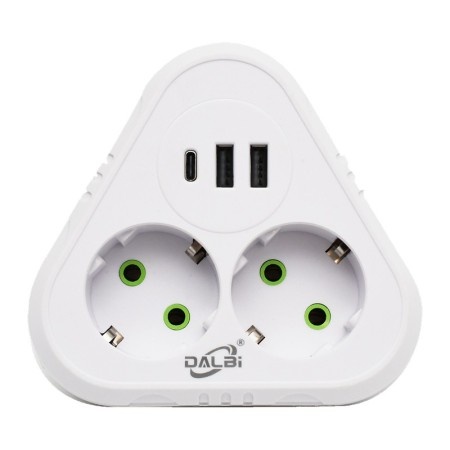 Dublu Stecher Schuko cu 2 USB si 1 Tip C, 2500W, Alb, F203 - Img 3