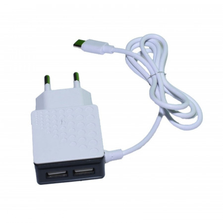 Incarcator retea 220V - 2 X USB + tip C 3,1A - Img 2