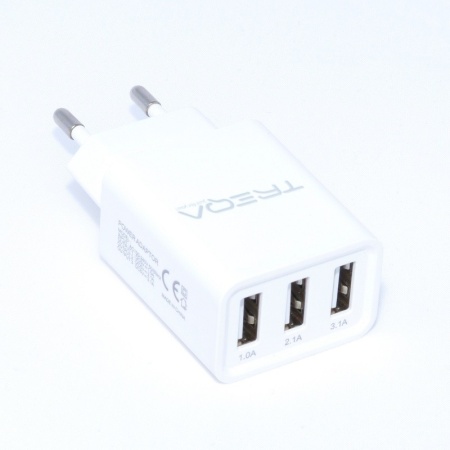 Incarcator retea - 3 x USB / 3,1A + Cablu Micro USB , TREQA - Img 2