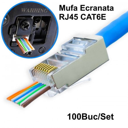 Mufa FTP - UTP plastic si metal CAT6E + CUT 100 buc / set