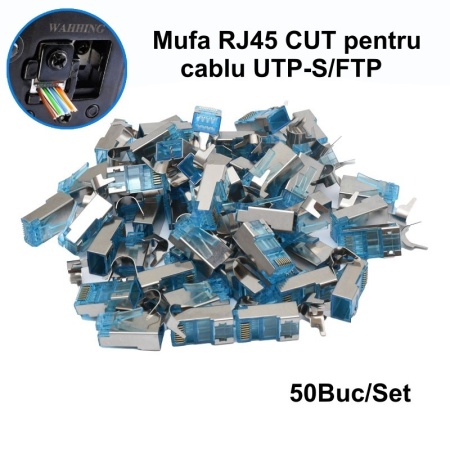 Mufa RJ45 S/FTP CAT 7+ CUT Albastru cu Ecranare Metalica - 50 Buc/Set - Img 2