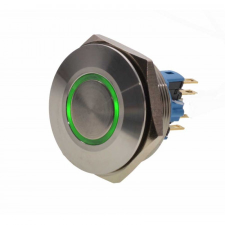 Push buton metalic 30mm / 24V cu led rosu, albastru sau verde - Img 6