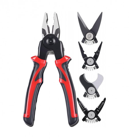 Set cleste multifunctional 5 in 1: patent, dezizolator, sfic, cleste sertizare, foarfeca