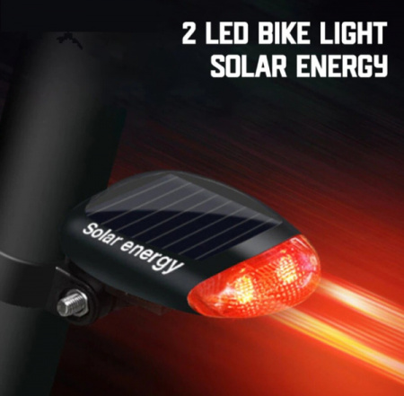 Stop avertizor LED pentru bicicleta/trotineta , cu 2 LED-uri si incarcare solara, NegruRosu - Img 4