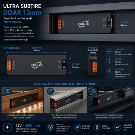 Sursa Alimentare LED 12V 400W 3Sursa Alimentare LED 12V 48W 4A Ultra Slim 13mm3.3A Slim cu Conectare Rapida Push-In, Carcasa Aluminiu (Copy 1) - Img 3