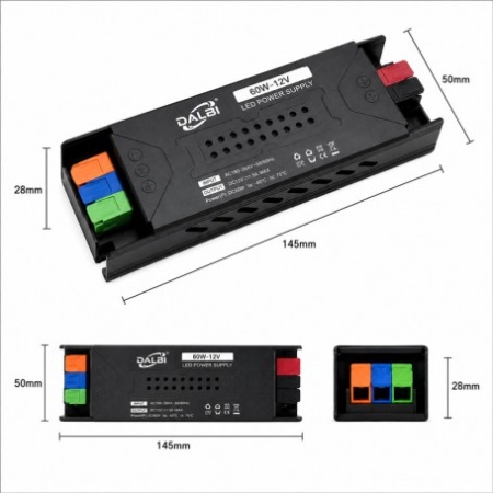 Sursa Alimentare LED 12V 60W 5A Slim cu Conectare Rapida Push-In, Carcasa Aluminiu - Img 4