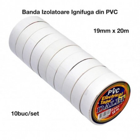 Banda izolier alba 19 mm x 20 m set 10 bucati - Img 3