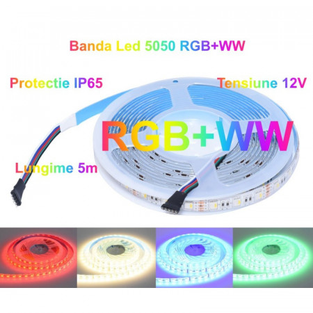Banda LED RGBWW 5050, 60LED/m - IP20, 5m / rola