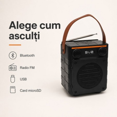 Boxă Portabilă Bluetooth 10W cu Panou Solar și Radio FM SZ-L11M - Img 4