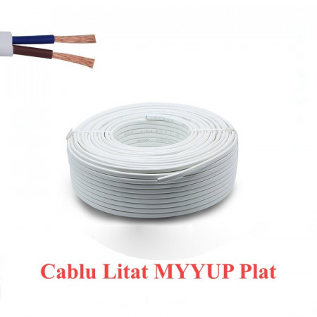 Cablu electric plat alb 2x0,5mm (MYYUP) 100m/rola