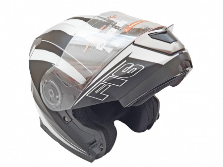 Casca moto FGN flip-up, cu ochelari incorporati, negru + gri mat - Img 3