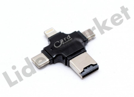 Cititor de carduri Micro USB OTG - Micro USB, USB C si iPhone