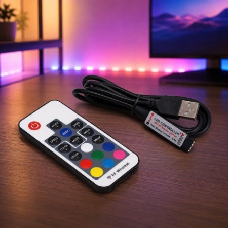 Controler USB pentru Banda LED RGB cu Telecomanda RF 17 Taste - Img 3
