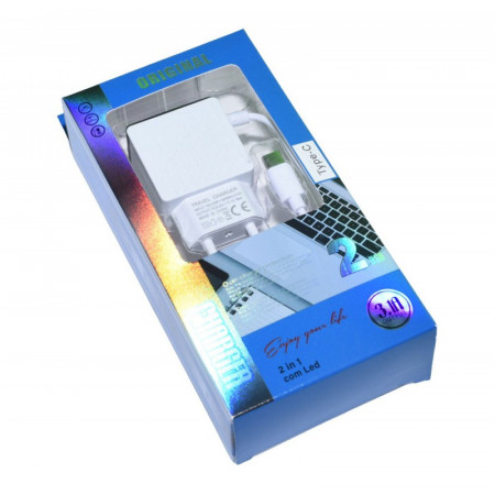 Incarcator retea 220V - 2 X USB + tip C 3,1A - Img 3