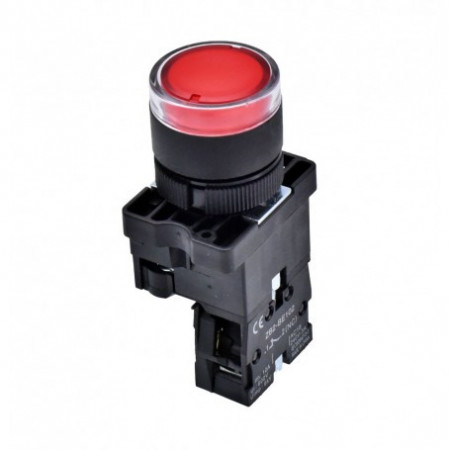 Intrerupator Buton Push Cu Cauciuc 22mm Rosu No- EB2