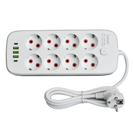 Prelungitor Multifunctional 8 prize - 2m cu 3 x USB 2,1A - 2 x PD si Intrerupator - Img 4