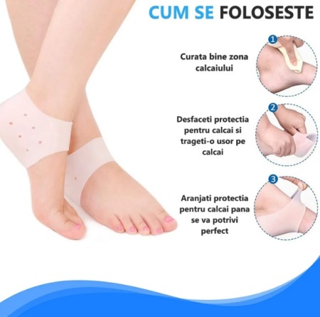 Protectie pentru calcai din silicon respirabil, lavabil, marime universala, 2 buc / set - Img 3
