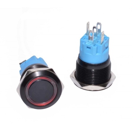 Push buton fara retinere 19mm / 12V cu LED: alb, albastru, verde, negru sau rosu - Img 4