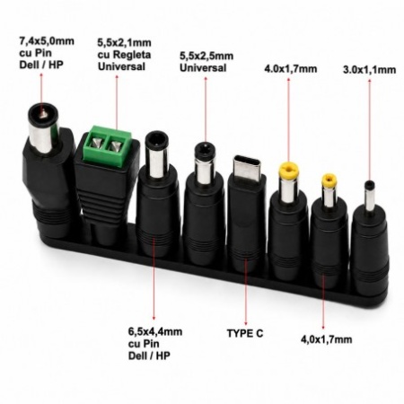 Set 8 Mufe Adaptoare Alimentare DC Universale Laptop + Adaptor USB-C - Img 2