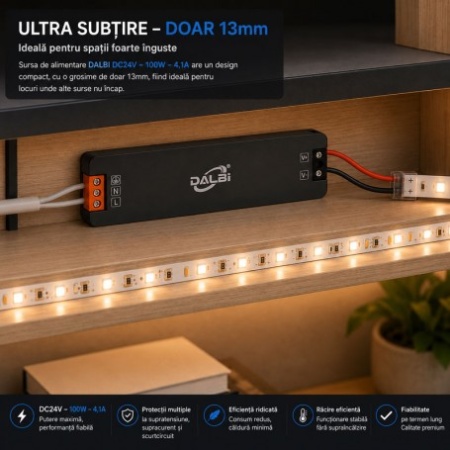 Sursa Alimentare LED 24V 100W 4,1A Ultra Slim 13mm - Img 4