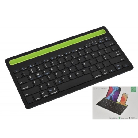 Tastatura neagra mini slim cu Bluetooth si suport tableta sau telefon - Img 2