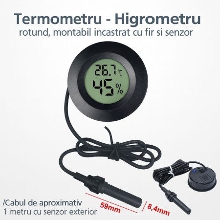 Termometru - Higrometru Digital HT-3 Incastrabil cu Sonda si Afisaj LCD - Img 5