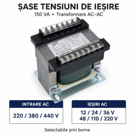 Transformator de Comanda BK-150VA 220/380/440V cu Iesiri Multiple - Img 2