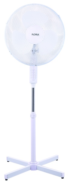 Ventilator cu picior FLORIA ZLN-1180, Diametru 40 cm, Putere 40 W, Motor silentios si puternic, Alb