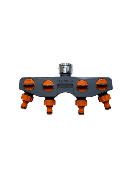 Adaptor, distribuitor 4 cai cu robineti PLUS pentru instalatie irigat, udat, stropit