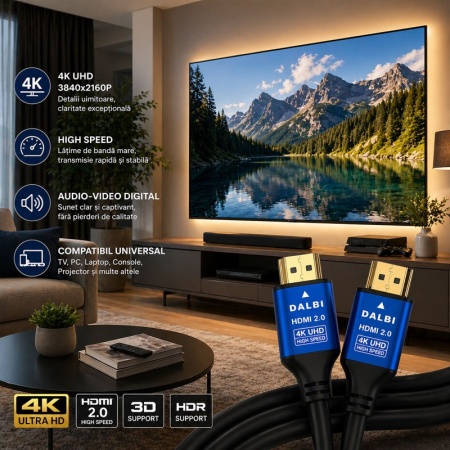 Cablu HDMI 2.0 4K UHD High Speed HDTV diferit dimensiuni 1,5 - 30 metri - Img 3