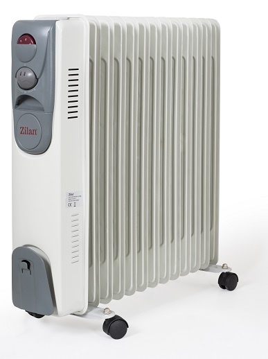 Calorifer electric ZILAN ZLN-2128, 11 elementi, Putere 2500 W, 3 trepte de putere, Termostat de siguranta, Termostat reglabil