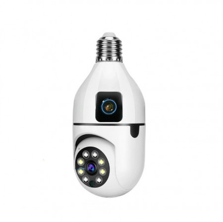 Camera de supraveghere cu IP Dual View PTZ 360 grade si fixa, E27