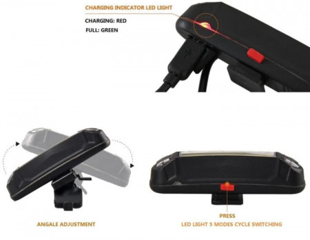 Far stripe, reincarcabil USB, negru - Img 2