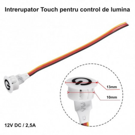 Intrerupator cu senzor touch 13 mm dimabil 12V-2,5A / HST06 - alb - Img 5