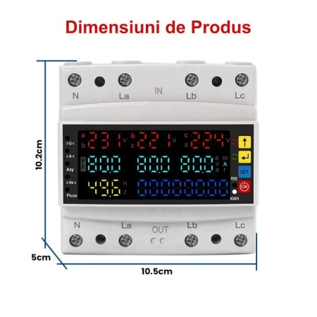 Protectie multifunctionala trifazica 100A - V/A/Hz/Kwh - Img 4