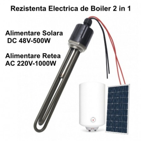 Rezistenta 2 in 1, boiler/solara - DC 48V / 500W si AC 220V / 1000W, cu Termostat 85˚ - Img 5