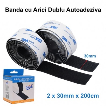 Set 2 benzi autoadezive cu velcro/arici, 30 mm x 200 cm - Img 2